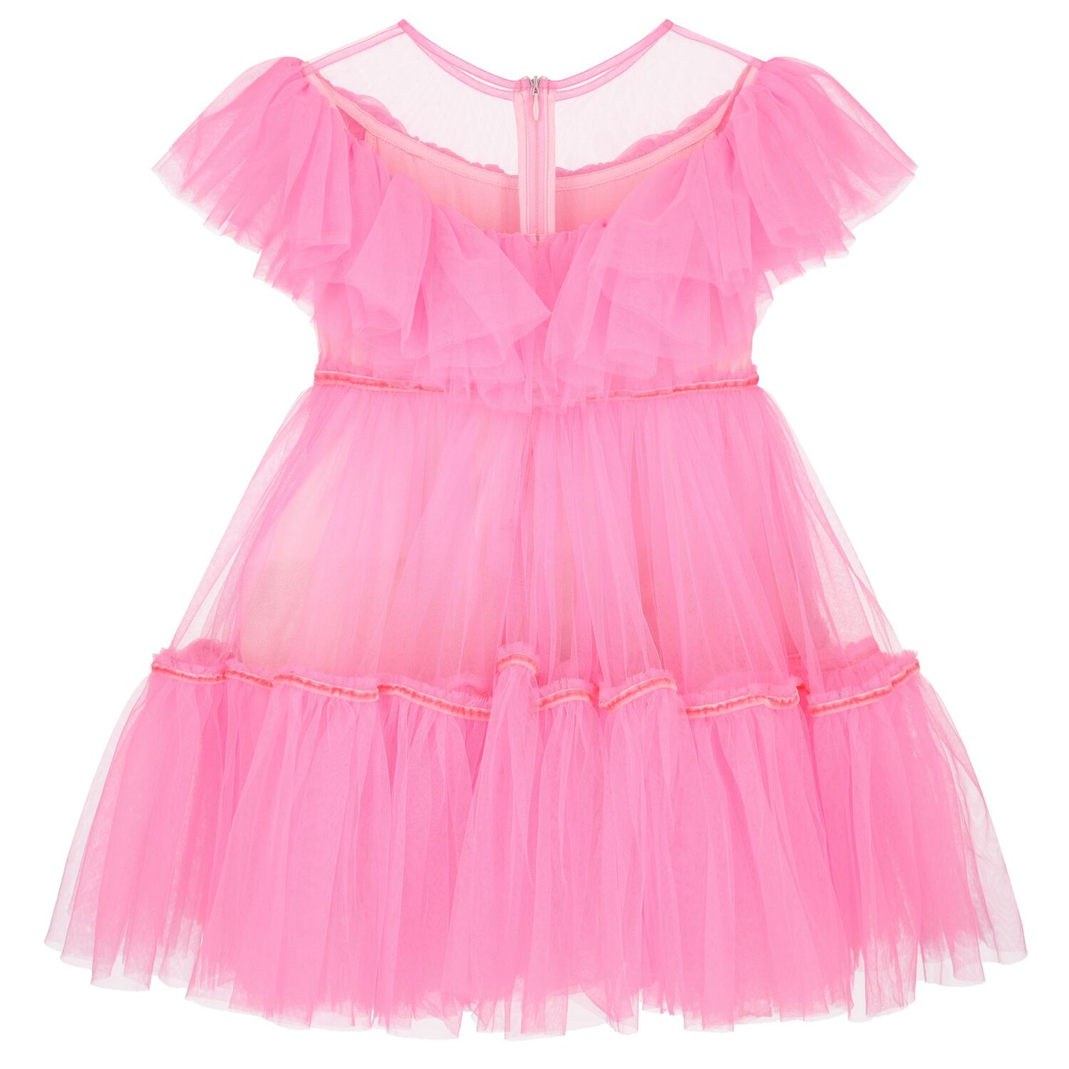Girls Neon Pink Tulle Dress, 1, hi-res image number null