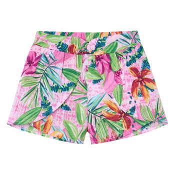 Girls Pink & Green Floral Shorts