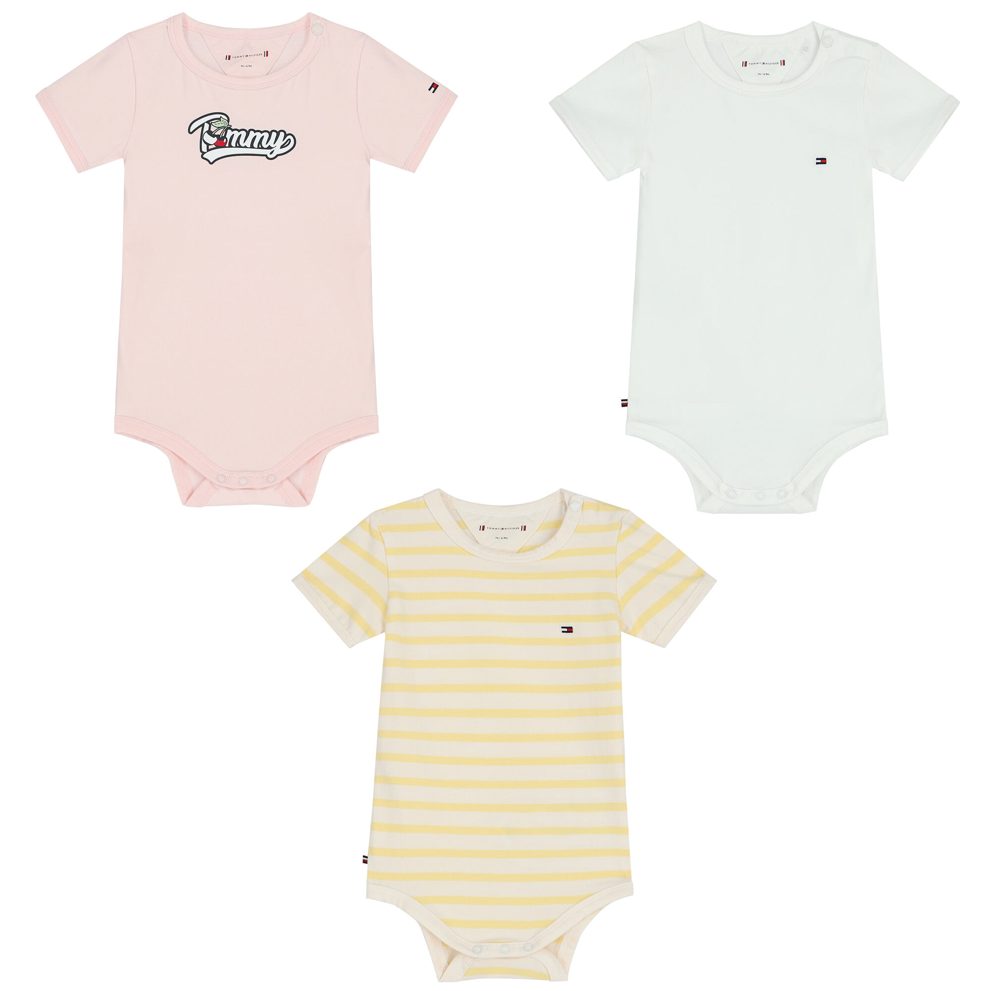 Tommy Hilfiger Baby Girls Multi Colored Logo Bodysuits 3 Pack Junior Couture UK