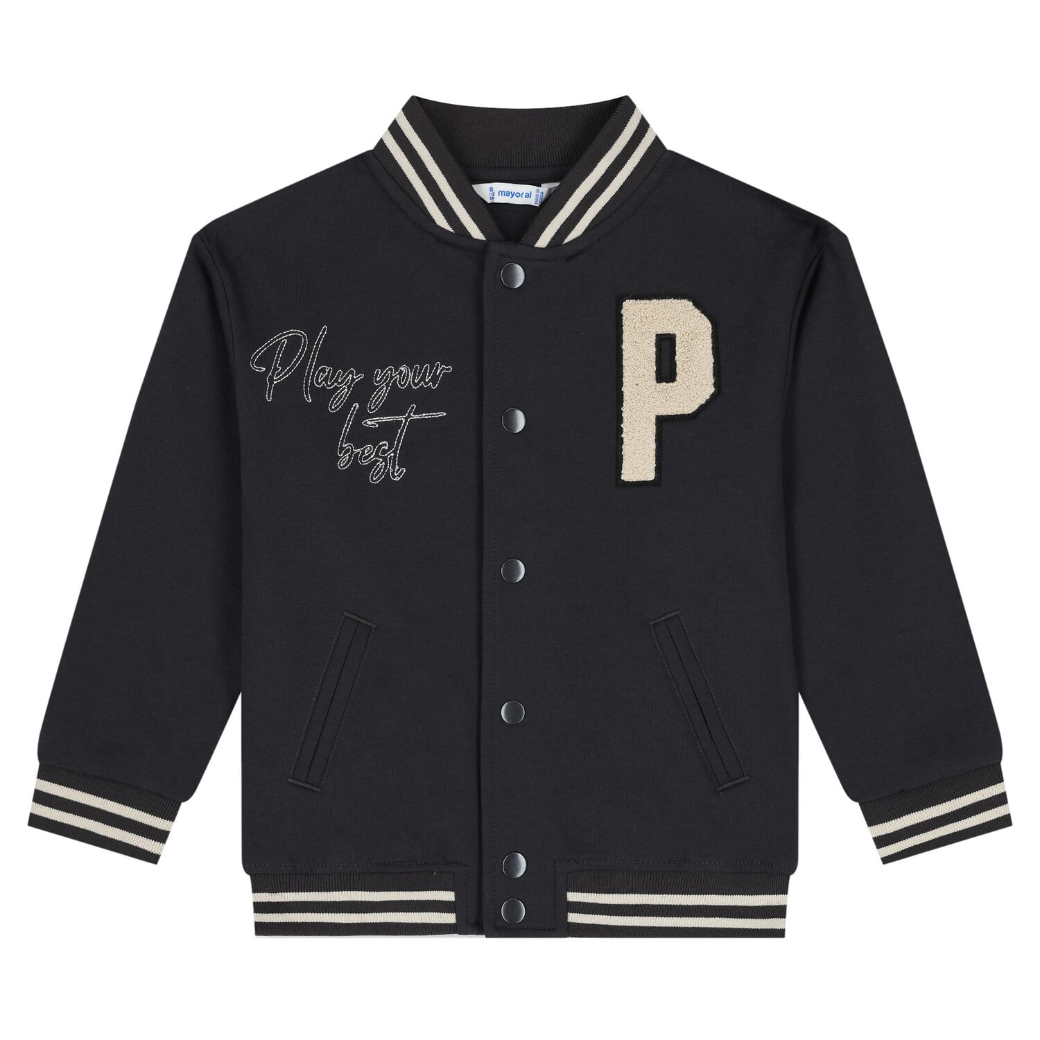 Boys Grey Varsity Jacket, 1, hi-res image number null