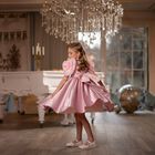 Girls Mirana Pink 3D Rose Sleeve Tulle Dress, 2, hi-res