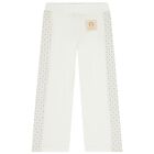 Girls Ivory Logo Trousers, 1, hi-res