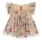 Baby Girls Beige Tulle Flowers Dress, 2, hi-res