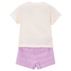 Girls Ivory & Lilac Shorts Set, 3, hi-res