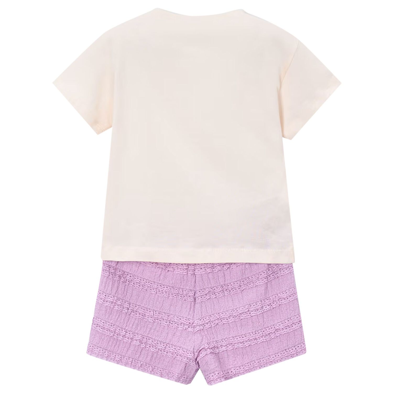 Girls Ivory & Lilac Shorts Set, 3, hi-res