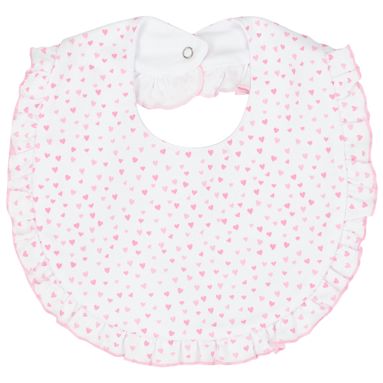 Baby Girls White & Pink Heart Bib, 1, hi-res