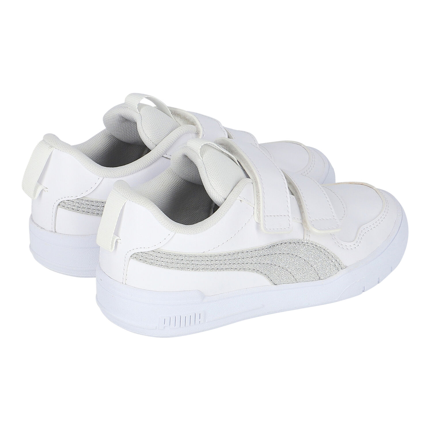 Girls White & Silver Multiflex Trainers, 1, hi-res