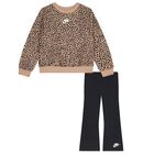 Girls Beige & Black Logo Leggings Set, 1, hi-res