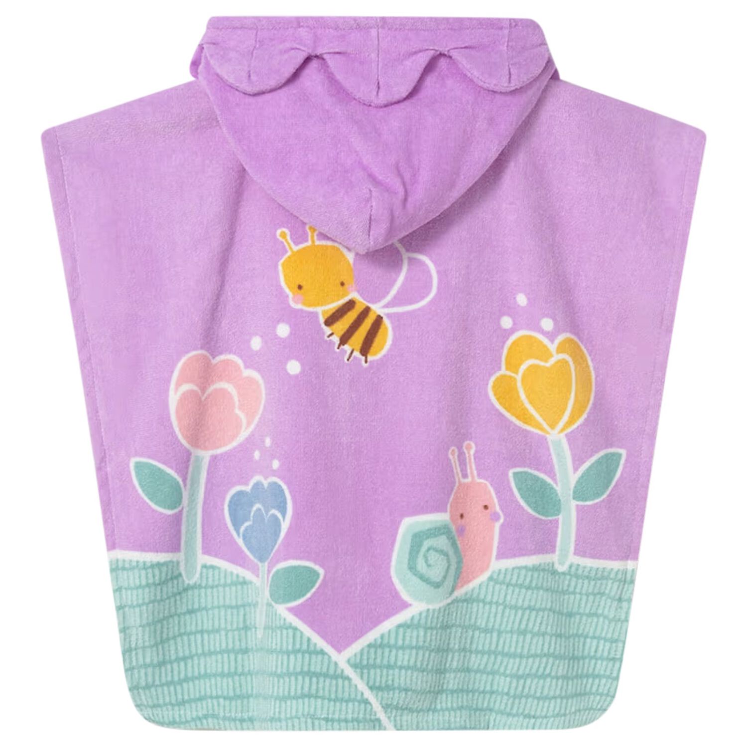Younger Girls Lilac Striped Hooded Towel, 1, hi-res