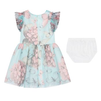 Younger Girls Aqua Blue Tulle Dress Set