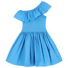 Girls Blue Ruffle Chloey Dress, 6, hi-res