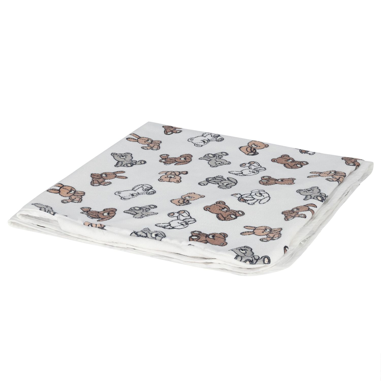 White Teddy Bear & Rabbit Hooded Towel, 1, hi-res