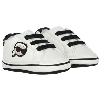 Baby Boys White Ikonik Karl Pre Walker Shoes