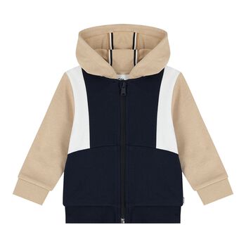 Younger Boys Navy Blue Hooded Zip Up Top