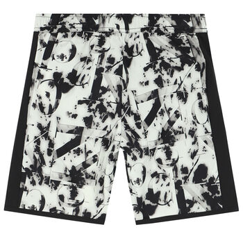 Boys Black & Ivory Logo Shorts