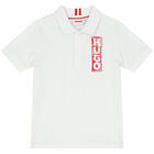 Boys White Logo Polo Shirt, 2, hi-res