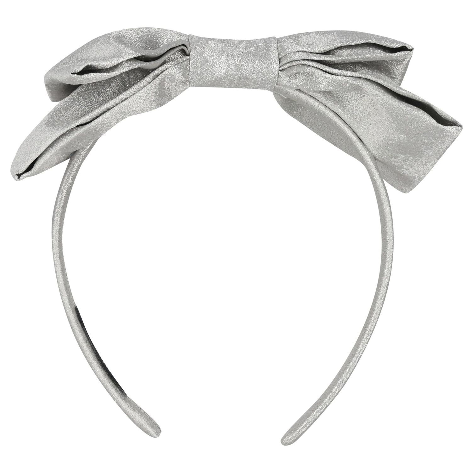 Girls Metallic Silver Bow Headband, 1, hi-res