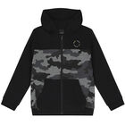 Boys Black Camo Zip Up Top, 1, hi-res