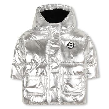 Younger Girls Silver Ikonik Choupette Hooded Puffer Jacket 