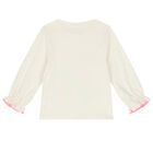 Younger Girls Ivory Llama Long Sleeve Top, 1, hi-res