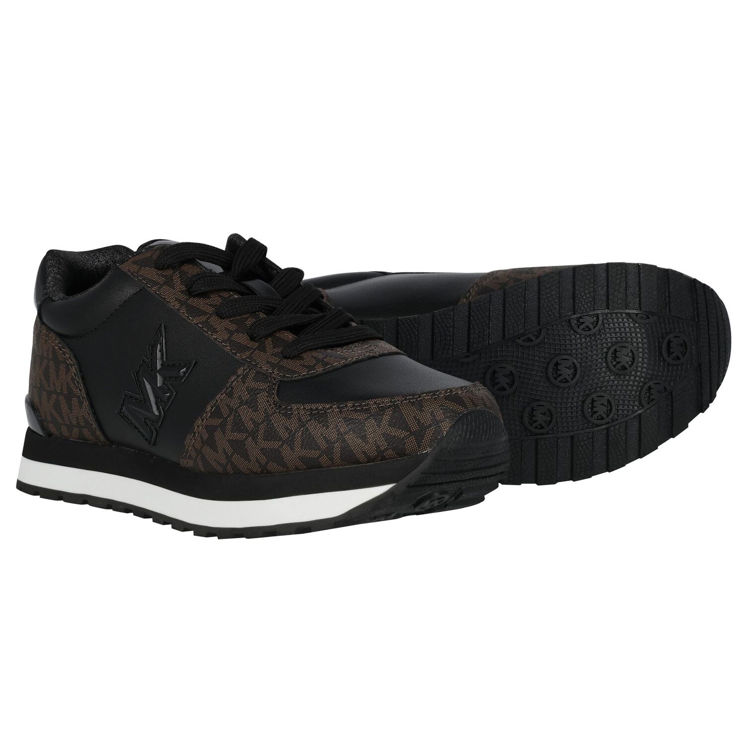 Girls Black & Brown Logo Trainers, 1, hi-res image number null