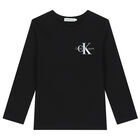 Boys Black Logo Long Sleeve Top, 2, hi-res