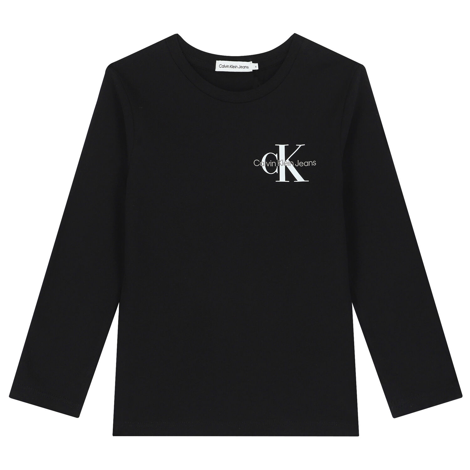 Boys Black Logo Long Sleeve Top, 2, hi-res