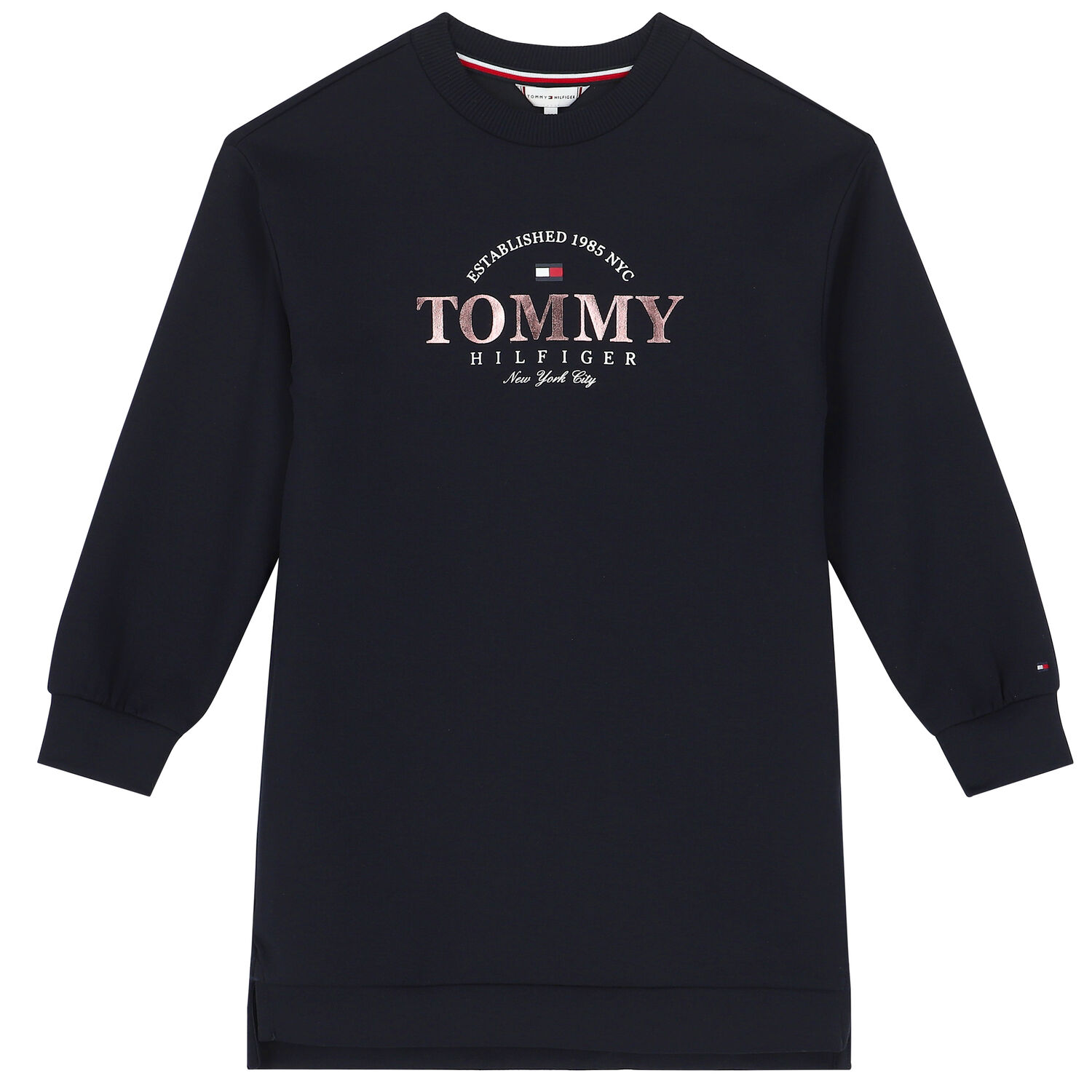Girls Navy Blue Logo Sweatshirt Dress, 1, hi-res