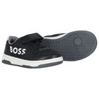 Boys Black & White Logo Trainers, 1, hi-res