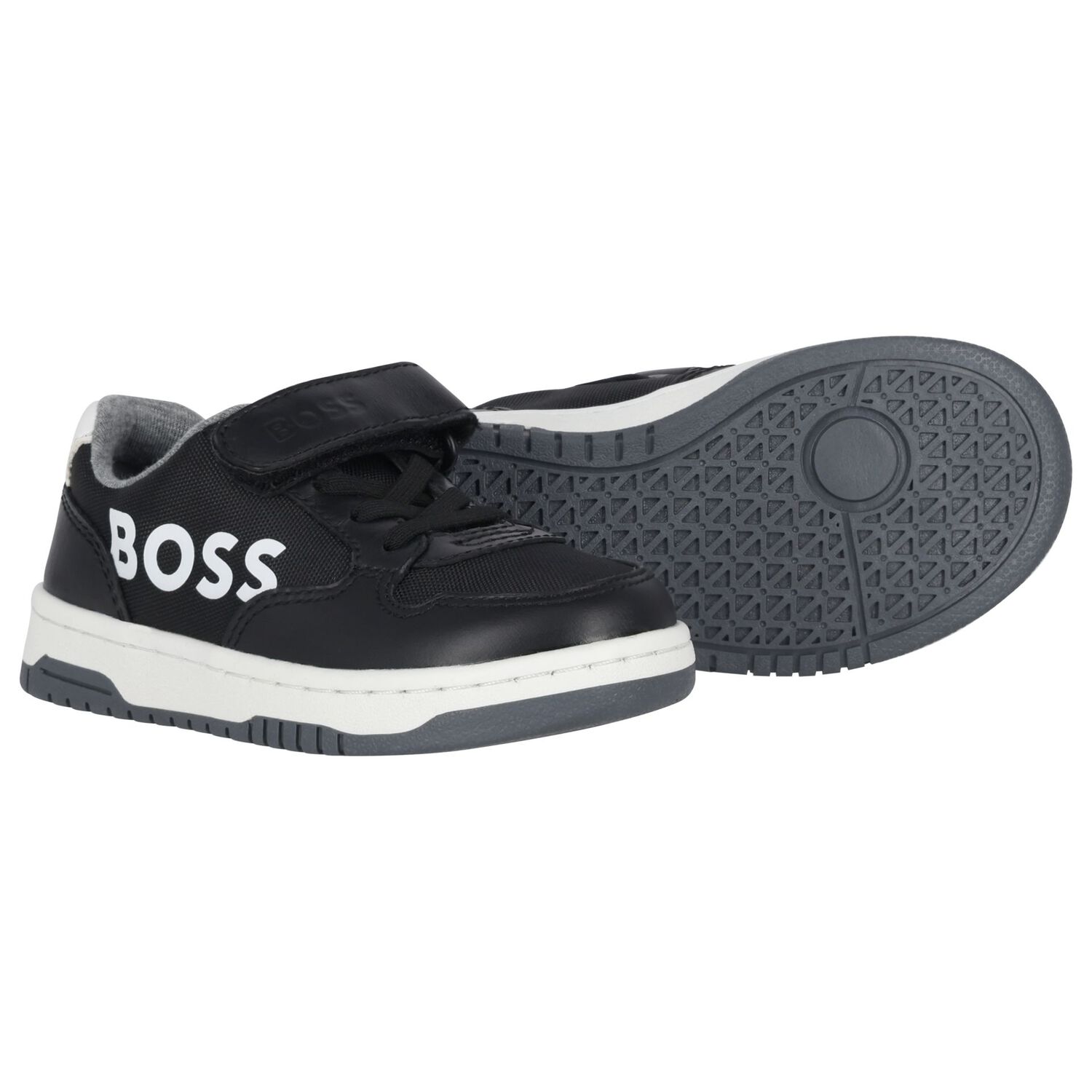 Boys Black & White Logo Trainers, 1, hi-res image number null