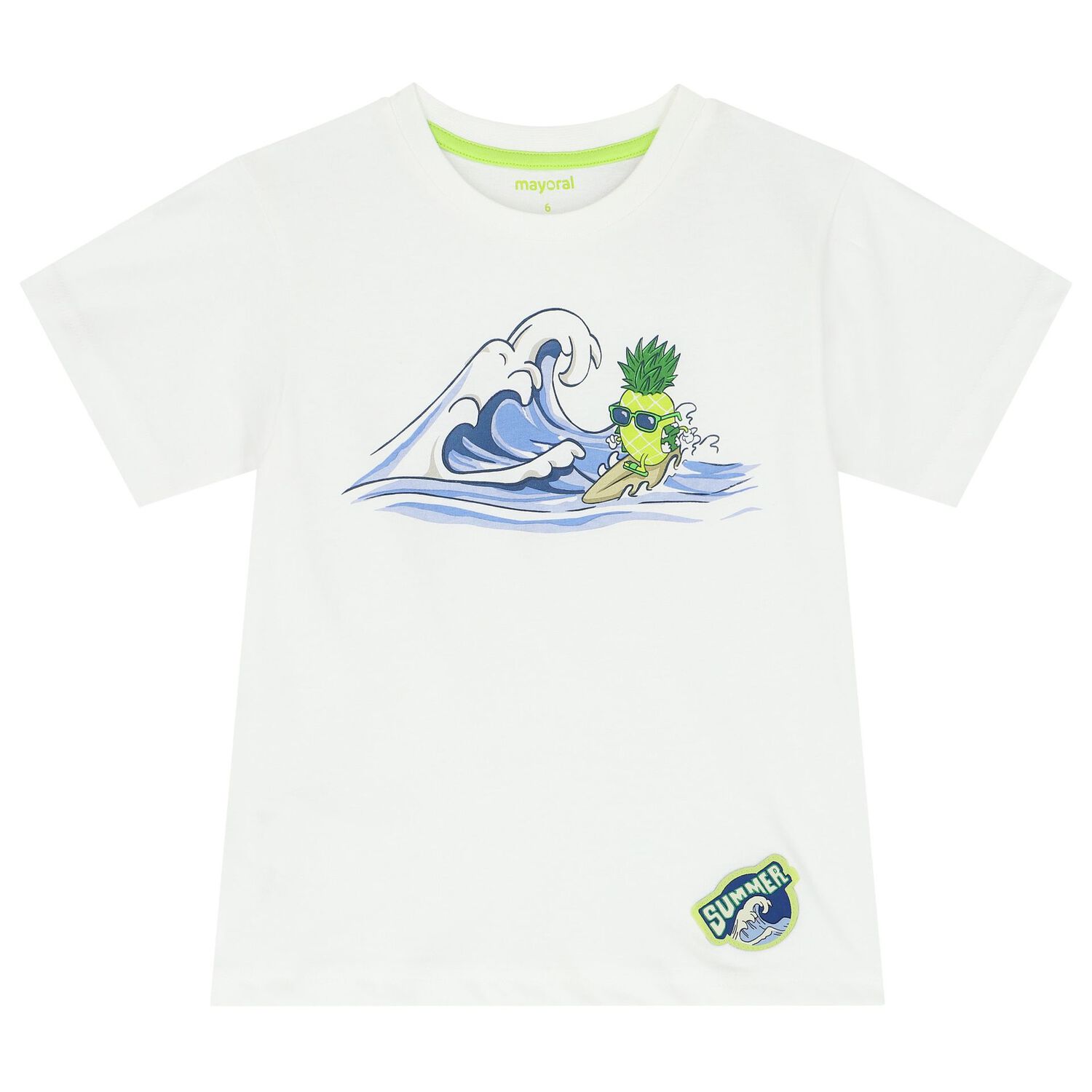 Boys White & Green Pineapple Shorts Set, 1, hi-res image number null