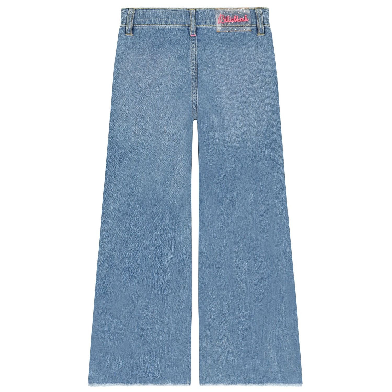 Girls Blue Logo Sequins Denim Jeans, 1, hi-res