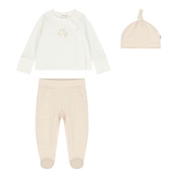 White & Beige 2 Piece Babygrow Set