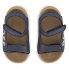 Boys Navy Blue & Beige Logo Sandals, 3, hi-res