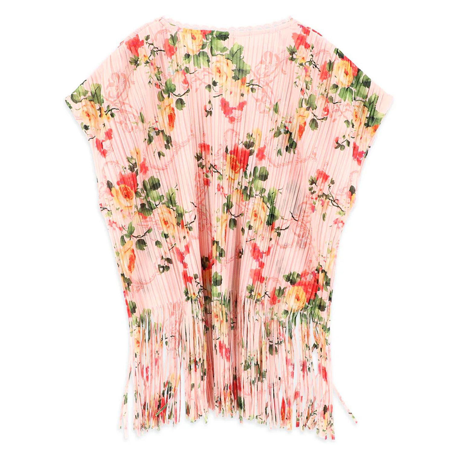 Girls Pink Pleated Kaftan, 1, hi-res