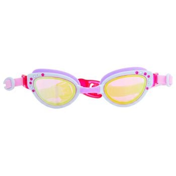 Girls White & Purple Cat Eye Swimming Goggles