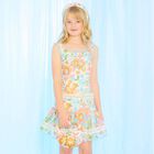 Girls White & Orange Embroidered Floral Handbag , 1, hi-res