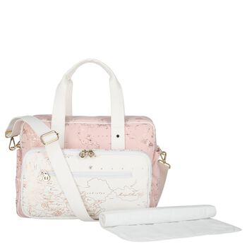 Baby Girls White & Pink Geo Map Changing Bag