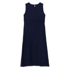 Girls Navy Pleated Dress, 1, hi-res