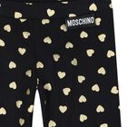 Girls Black & Gold Hearts Leggings, 1, hi-res