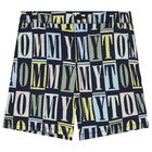 Boys Navy Blue Logo Shorts, 1, hi-res