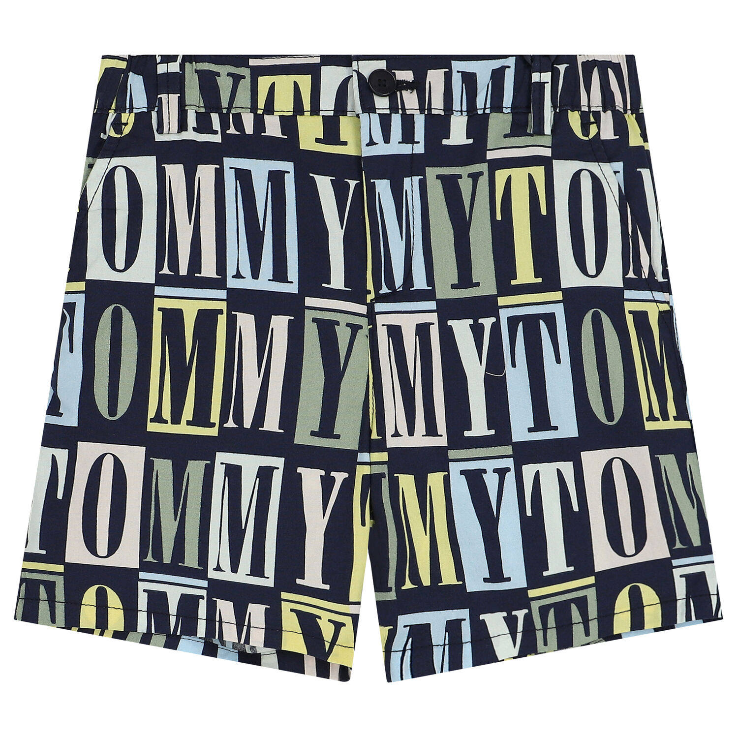 Boys Navy Blue Logo Shorts, 1, hi-res