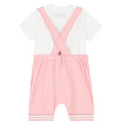 Younger Girls Pink Dungaree Set, 1, hi-res