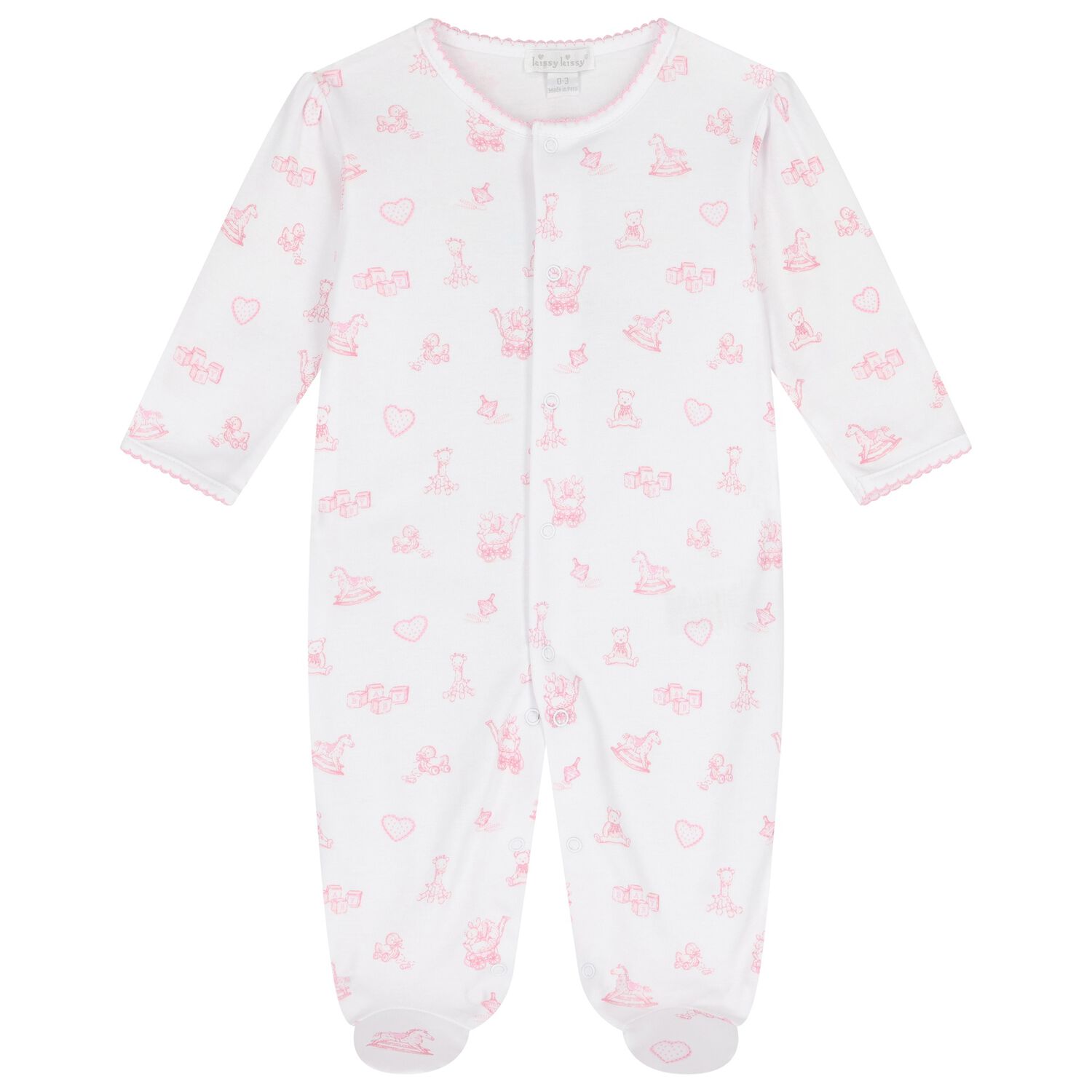 Baby Girls White & Pink Vintage Toy Treasures Babygrow, 1, hi-res image number null