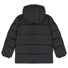 Boys Black Logo Padded Puffer Jacket, 2, hi-res