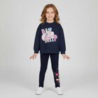 Girls Navy Blue Stars & Hearts Leggings, 2, hi-res