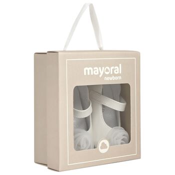 Baby Girls White Flower Pre Walker Shoes