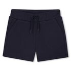 Younger Boys Navy Blue Logo Shorts, 1, hi-res