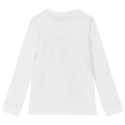 Boys White Logo Long Sleeve Top, 2, hi-res