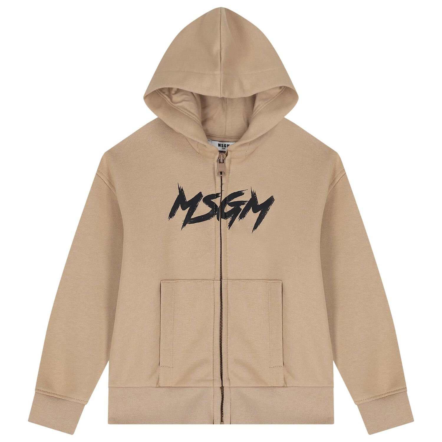 Beige Logo Hooded Zip Up Top, 2, hi-res image number null